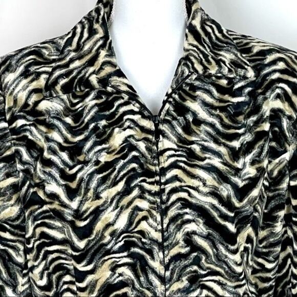 Giancarlo Ferrari Black & Ivory Tiger Print Faux Fur Vintage Coat Size 14 - Picture 4 of 11